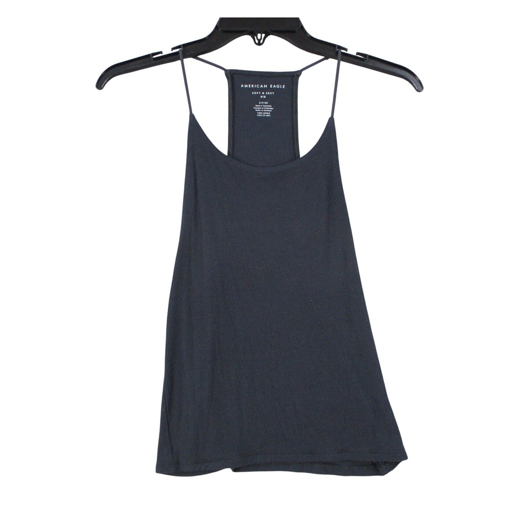 American Eagle Soft & Sexy Ribbed Tank Top Womens Small Gray Racerback Camisole